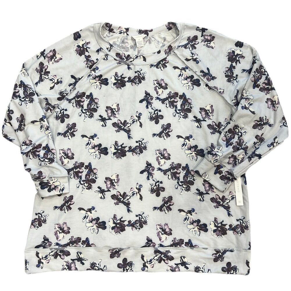 Caslon Floral Purple Pullover Sweater XXL